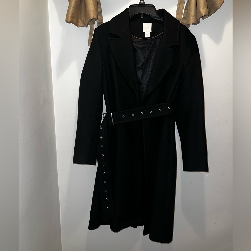 H&M Black Trench Coat with Belt